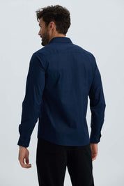 Camisa Hombre Lisa Azul Denim Azul / XXL