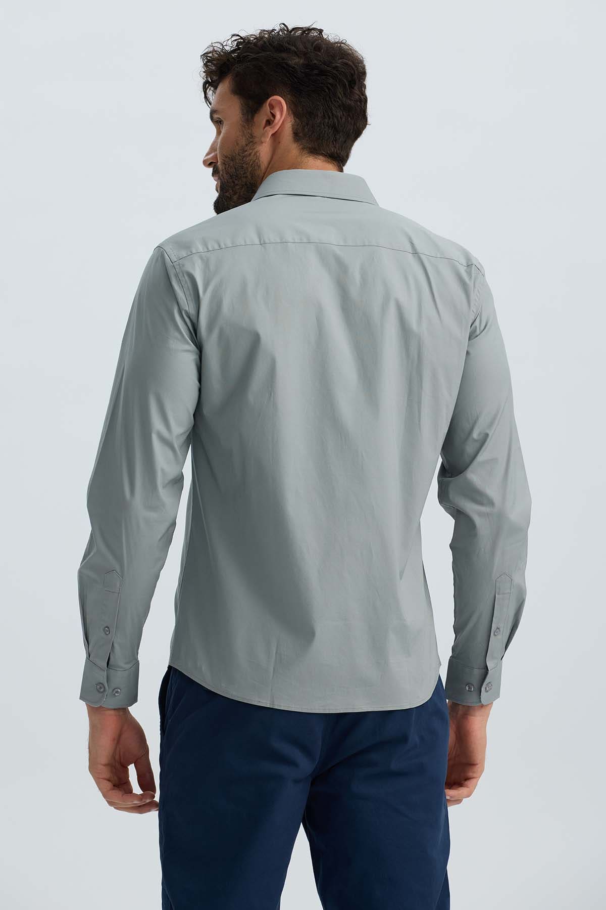 Camisa Hombre Lisa Gris Gris / XXL