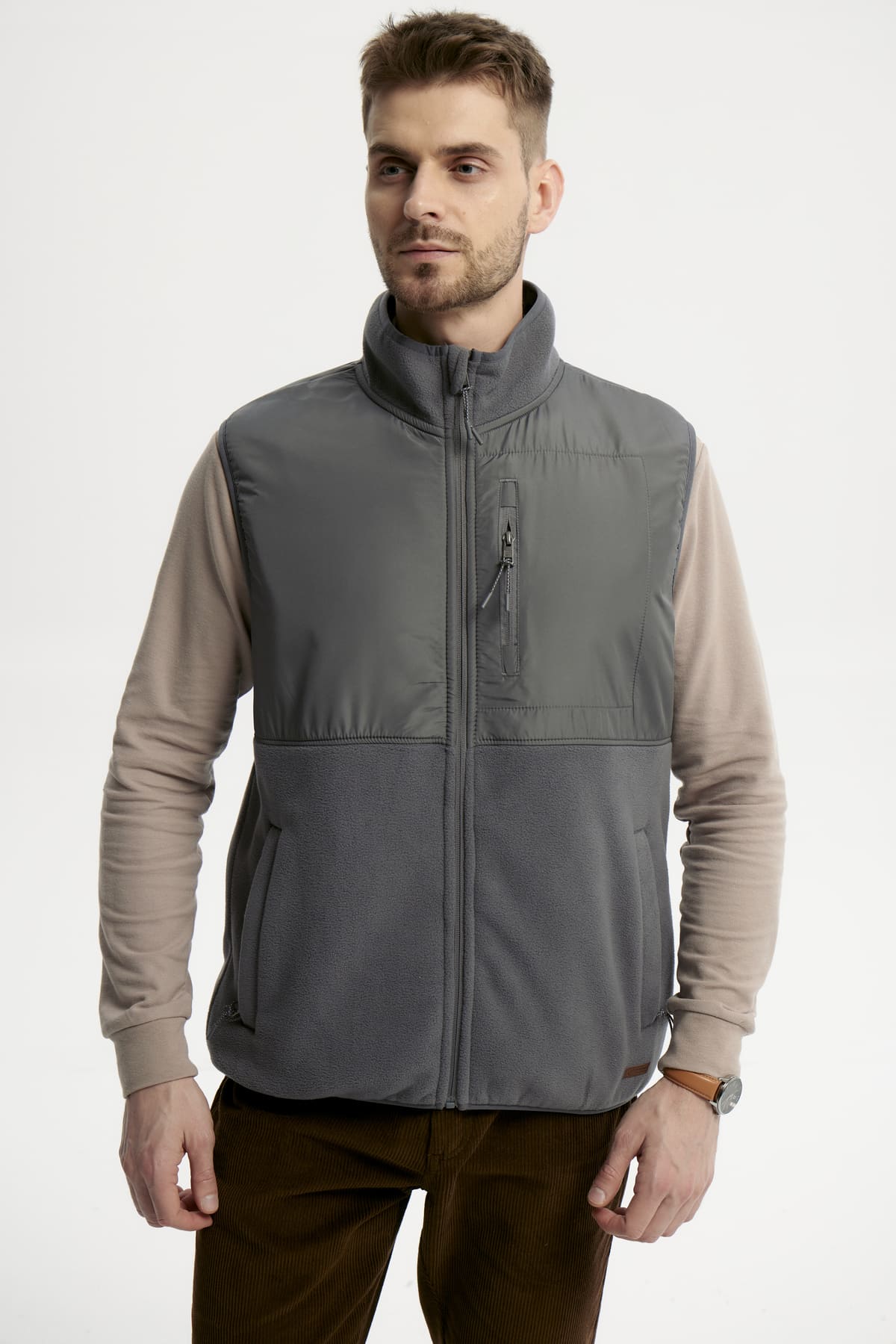 Polar Hombre Cuello Con Cierre Gris