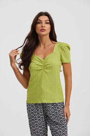 Polera Mujer Escote Corazón Verde