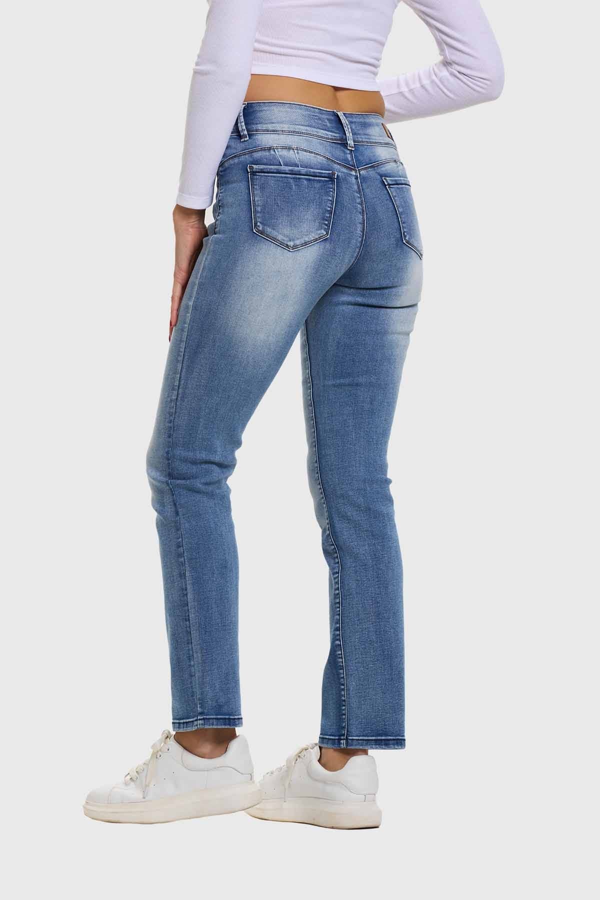 Jeans Mujer Flo Recto Azul