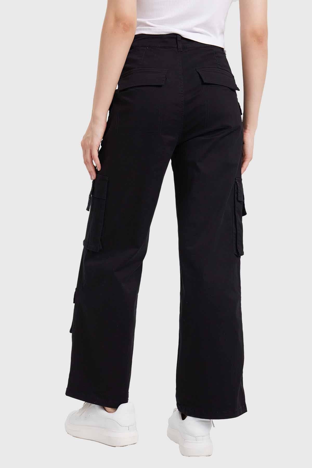 Pantalón Mujer Cargo Tiras Negro