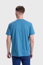 Polera Hombre Cuello V Básica Petróleo Melange