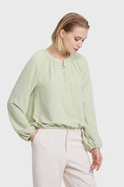 Blusa Mujer Medio Cierre Verde