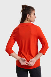 Polera Mujer Con Botones En Diagonal Naranjo