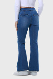 Jeans Mujer Flare Linea Media Azul