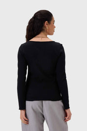 Polera Mujer Rib Negro