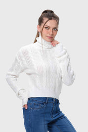 Sweater Mujer Trenzado Crudo
