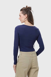 Polera Mujer Escote Cuadrado Azul