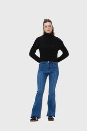 Jeans Mujer Flare Linea Lavada Azul