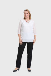 Blusa Mujer Cuello V Crudo
