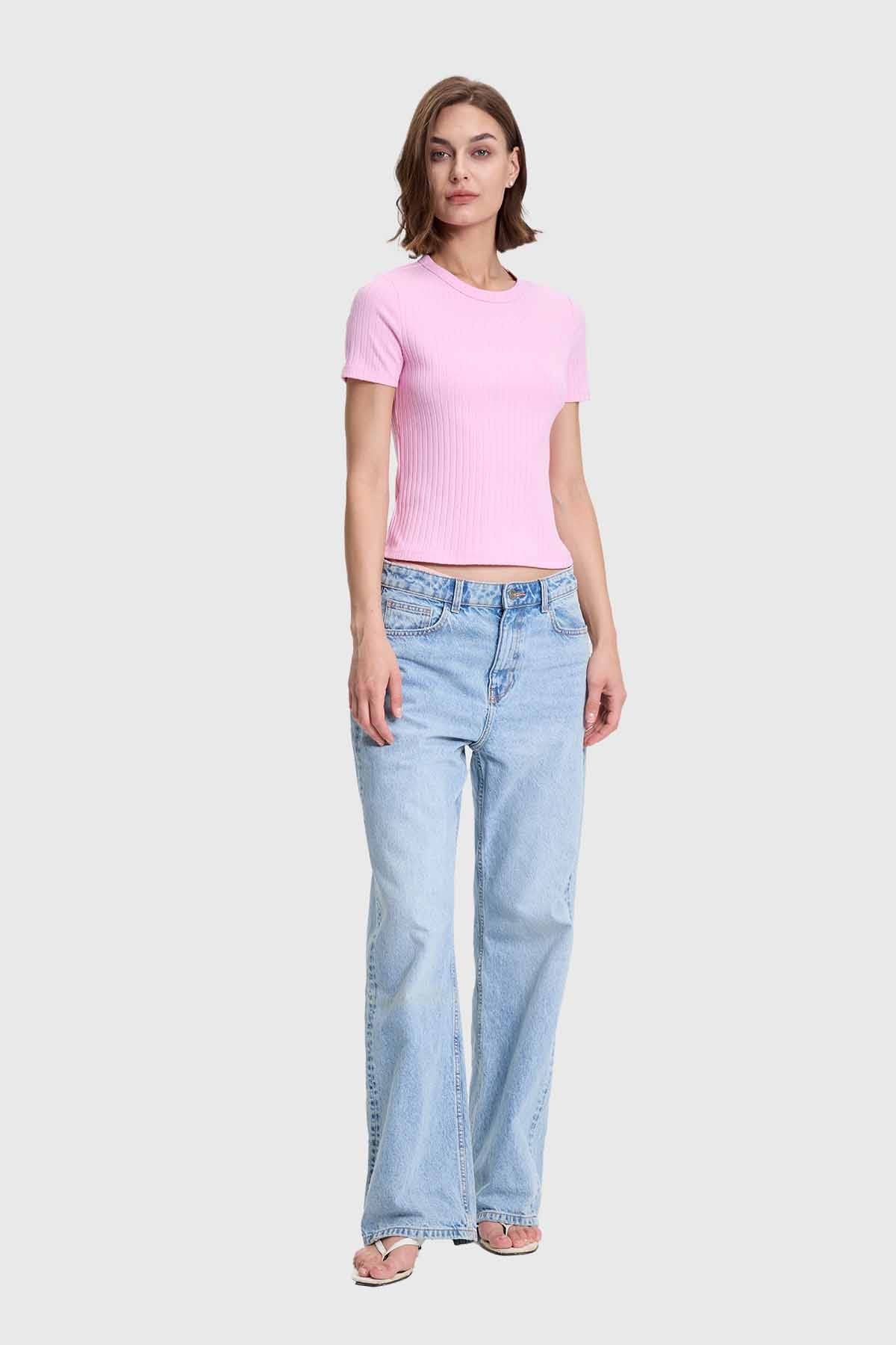 Polera Mujer Rip Crop Rosado