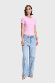 Polera Mujer Rip Crop Rosado