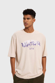 Polera Hombre College Graffiti Beige