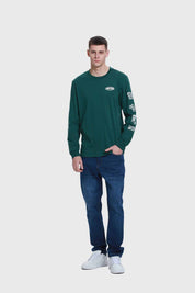 Polera Hombre Print Manga Verde