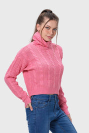 Sweater Mujer Trenzado Rosado