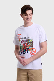 Polera Hombre Graffiti Blanco
