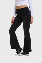 Jeans Mujer Flare Ajuste Cintura Negro