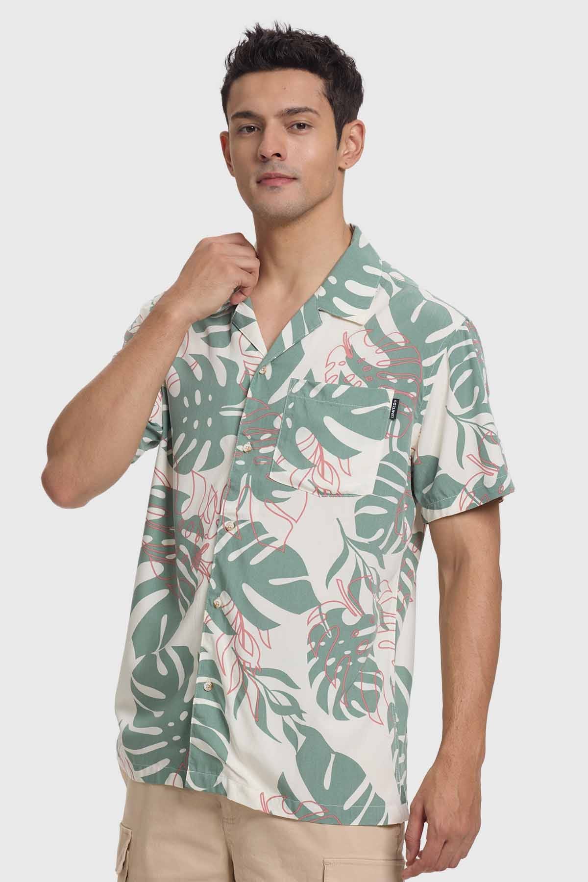 Camisa Hombre Guayabera Tropical Beige