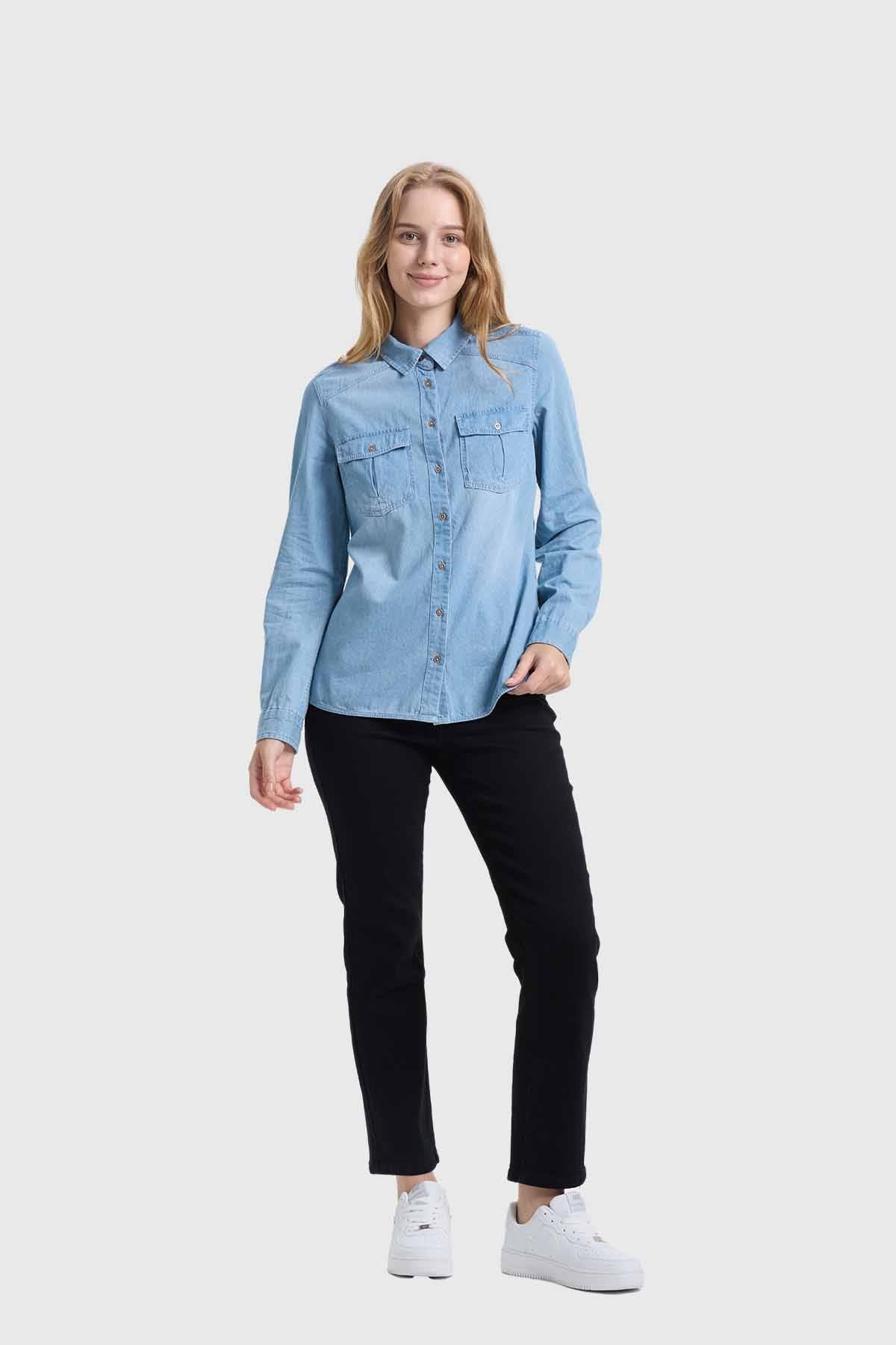 BLUSA MUJER CLÁSICA AZUL CLARO FSP