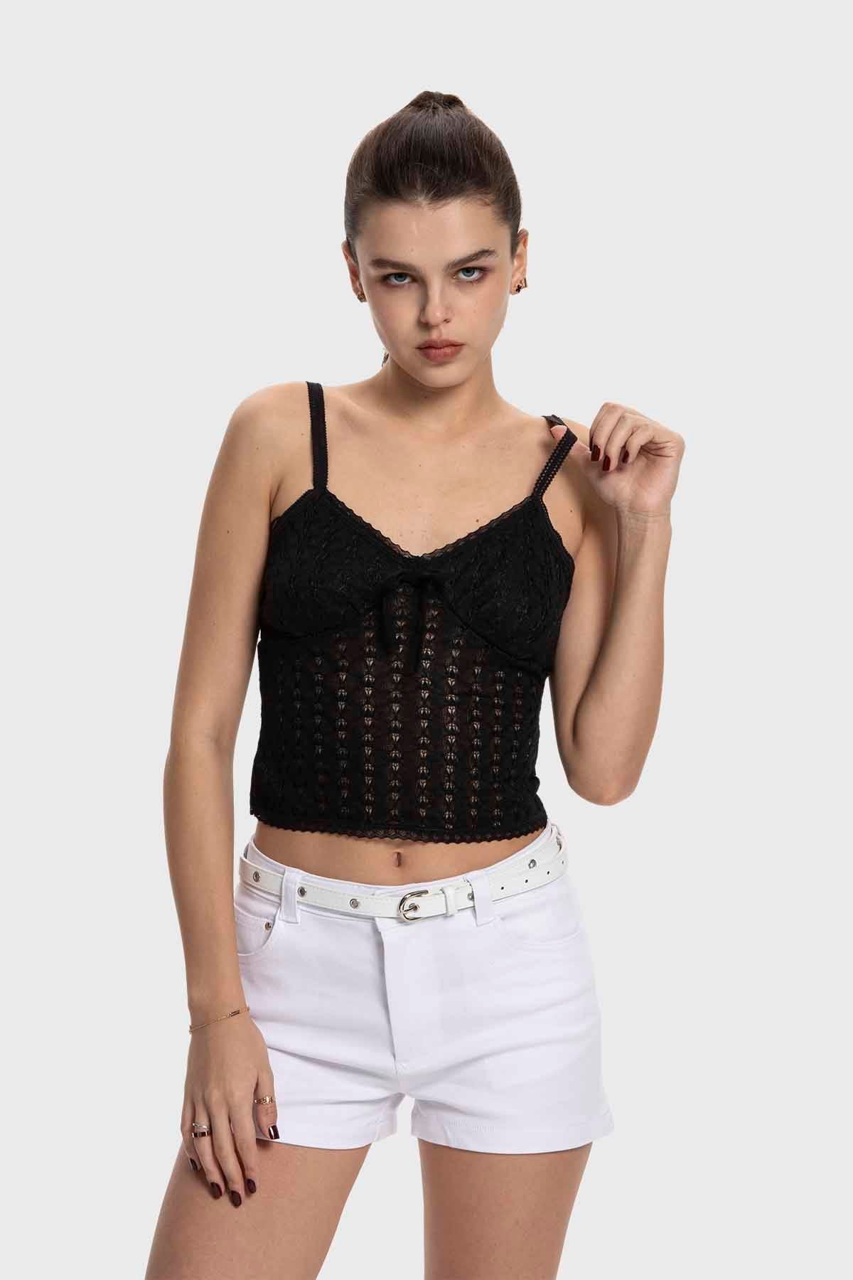 Polera Mujer Con Lazo Negro