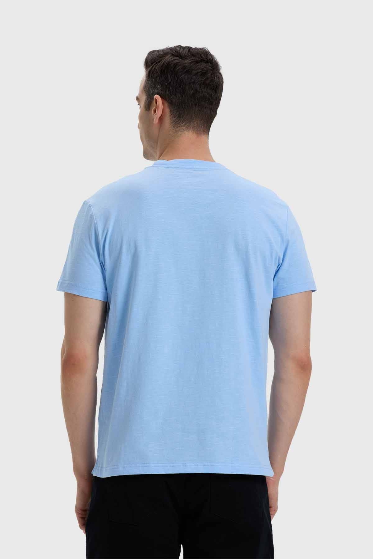 Polera Hombre Con Bolsillo Celeste