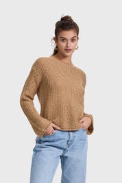 Sweater Mujer Calado Camel