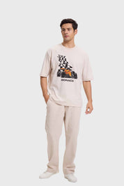 Polera Hombre Estampado Beige