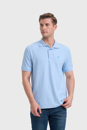 POLERA HOMBRE PIQUE BÁSICA LISA CELESTE