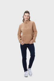 Polar Mujer Medio Cierre Estampado Camel