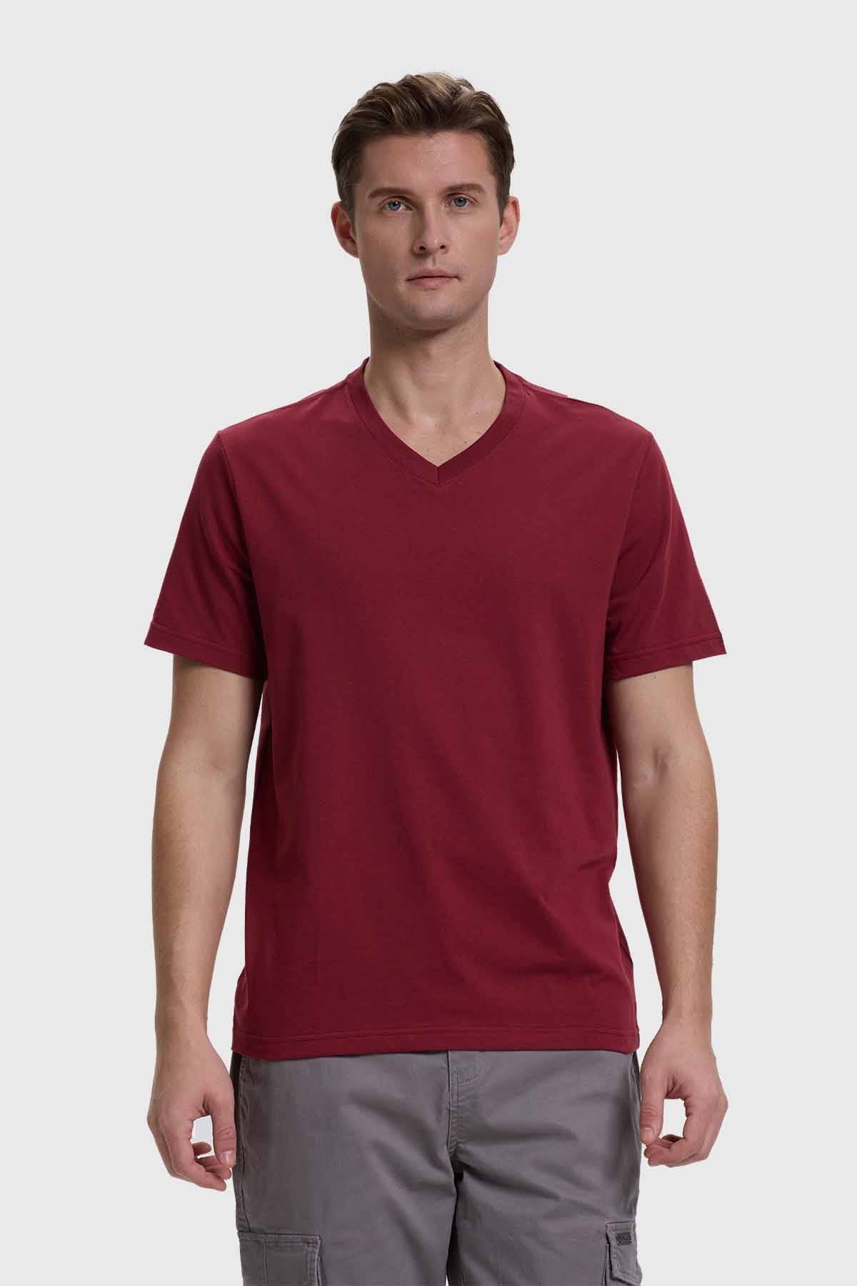 Polera Hombre Casual Básica Burdeo