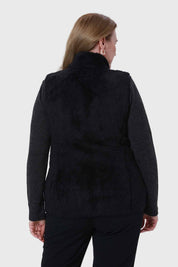 Polar Mujer Peludo Estilo Montgomery Negro