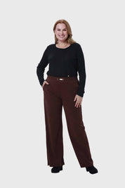 Pantalón Mujer Recto Café