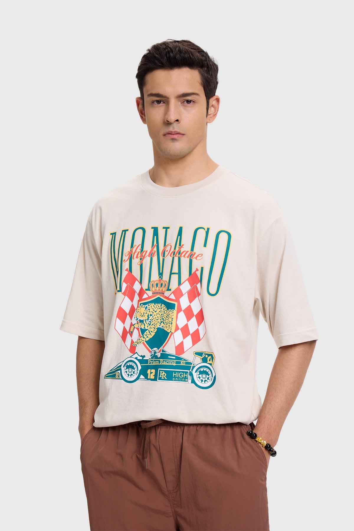 Polera Hombre Racing Oversize Beige Beige / L