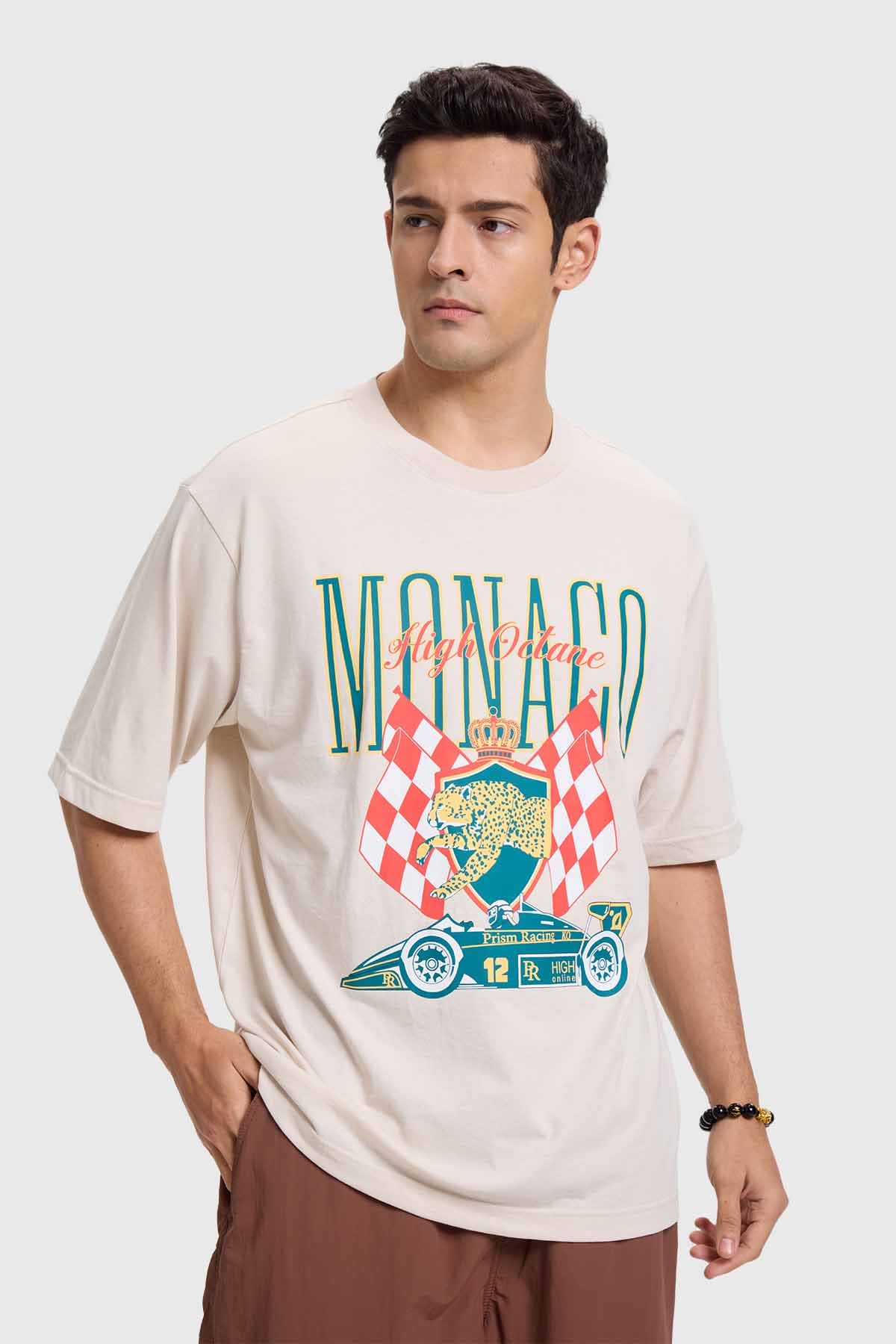 Polera Hombre Racing Oversize Beige Beige / L