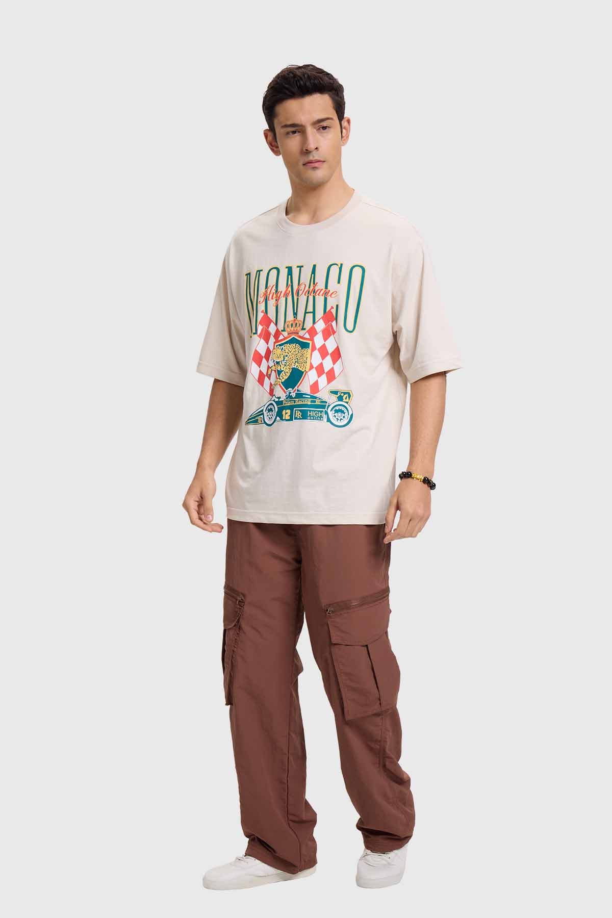 Polera Hombre Racing Oversize Beige Beige / L