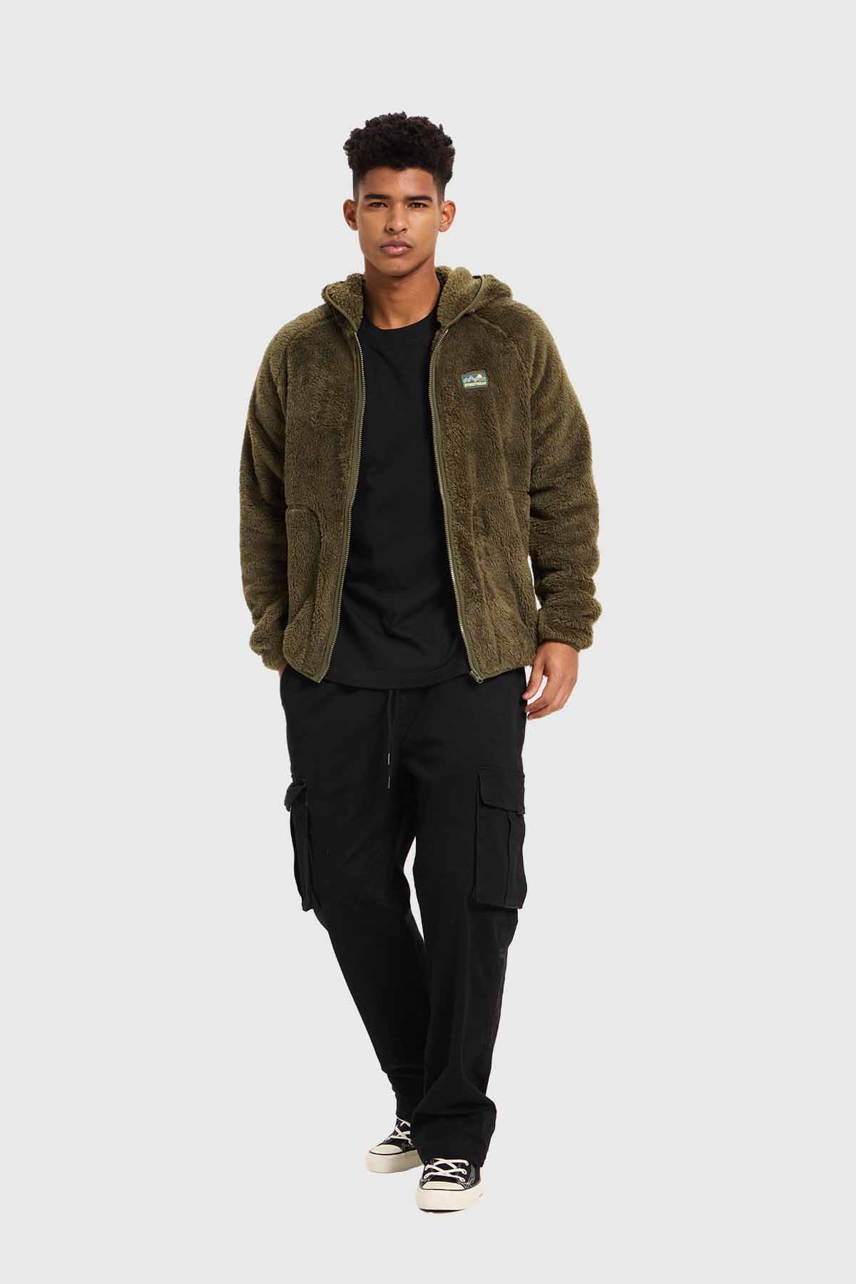 Polar Hombre Peludo Verde Verde Militar / XXL