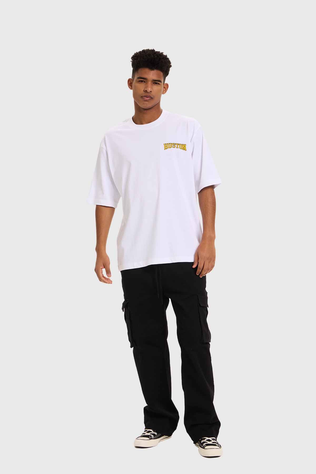 Polera Hombre Print Flamas Blanco Blanco / XL