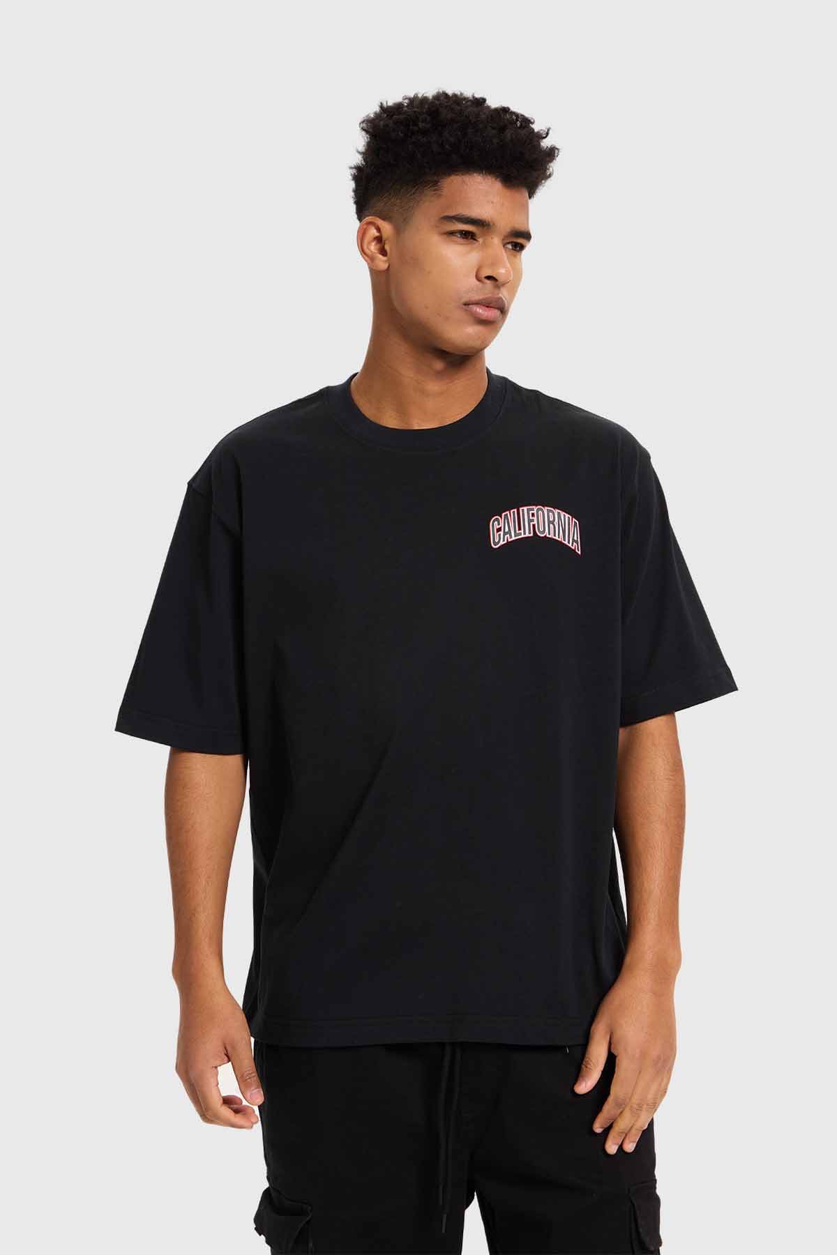 Polera Hombre Print Flamas Negro Negro / L