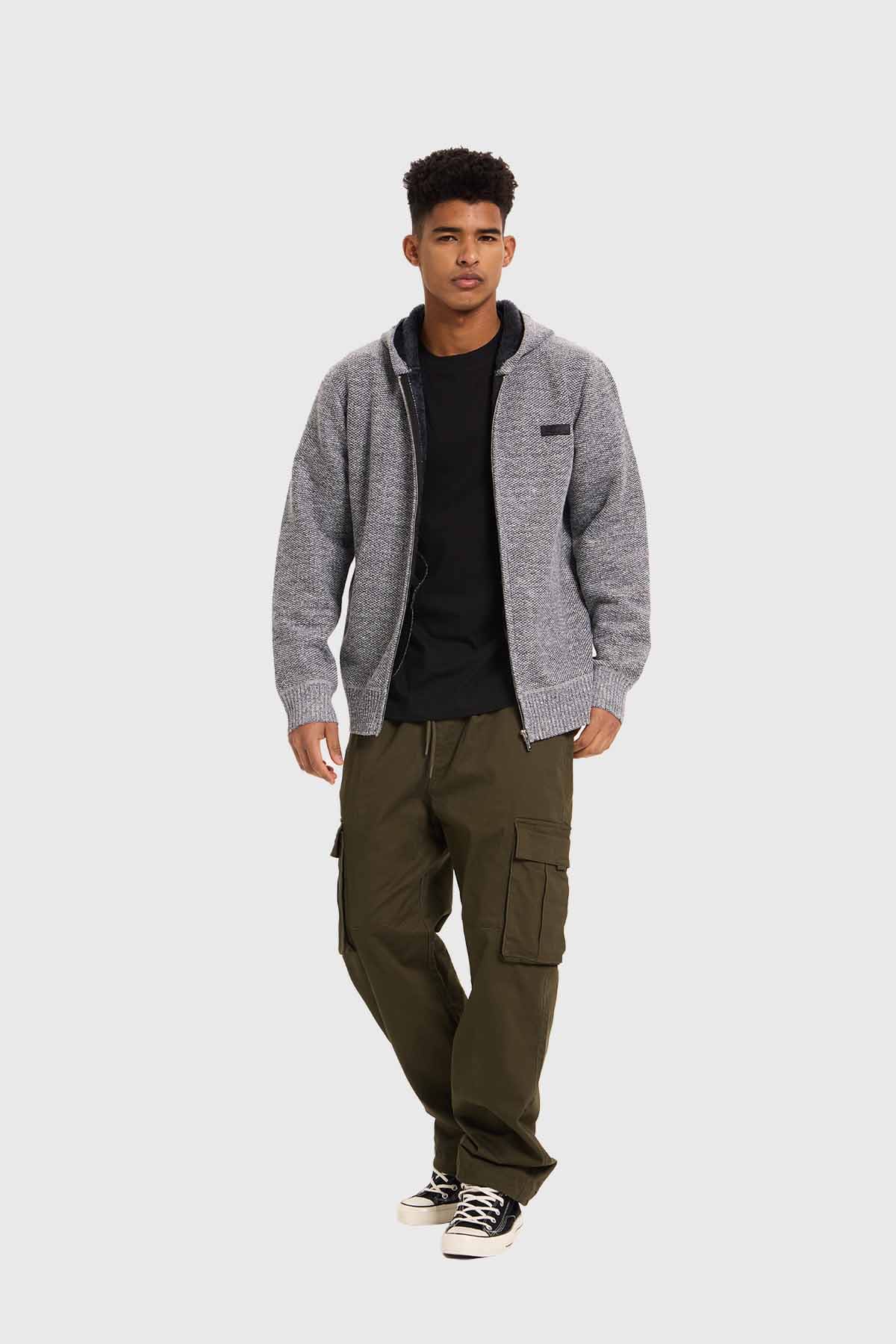 Sweater Hombre Hoodie Gris Gris / XXL