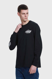 Polera Hombre Print Manga Negro Negro / XXL