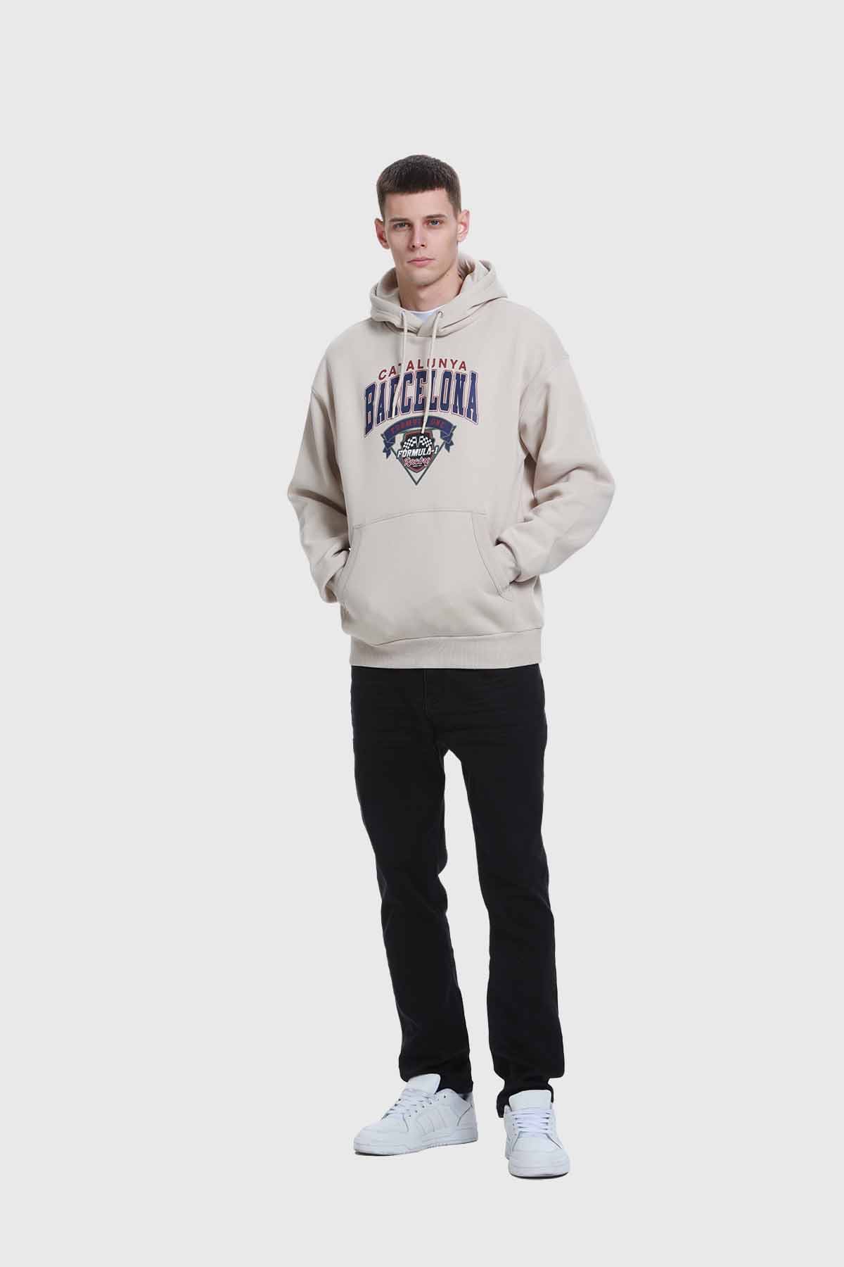 Polerón Hombre Print College Beige Beige / XXL