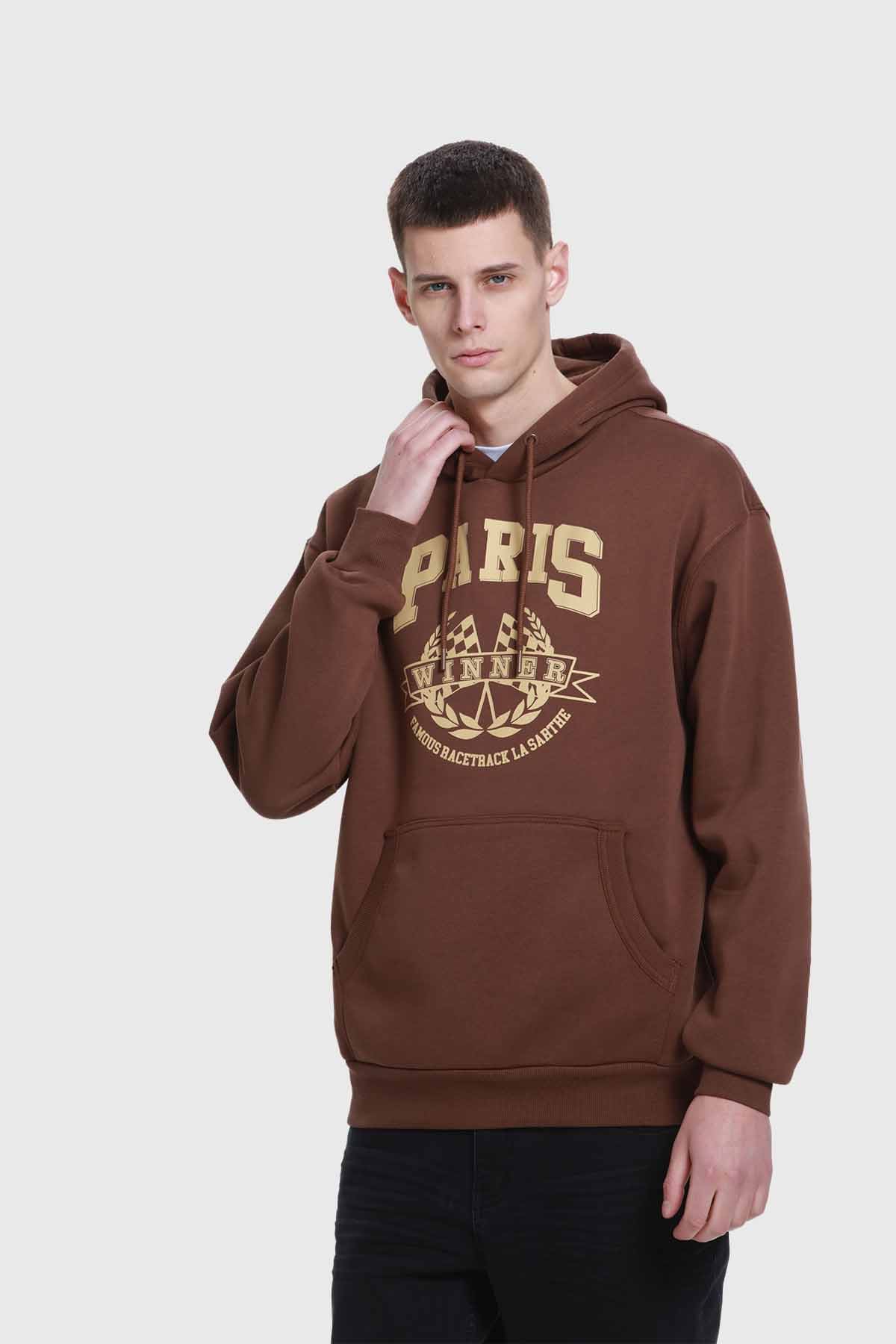 Polerón Hombre Print College Chocolate Chocolate / M