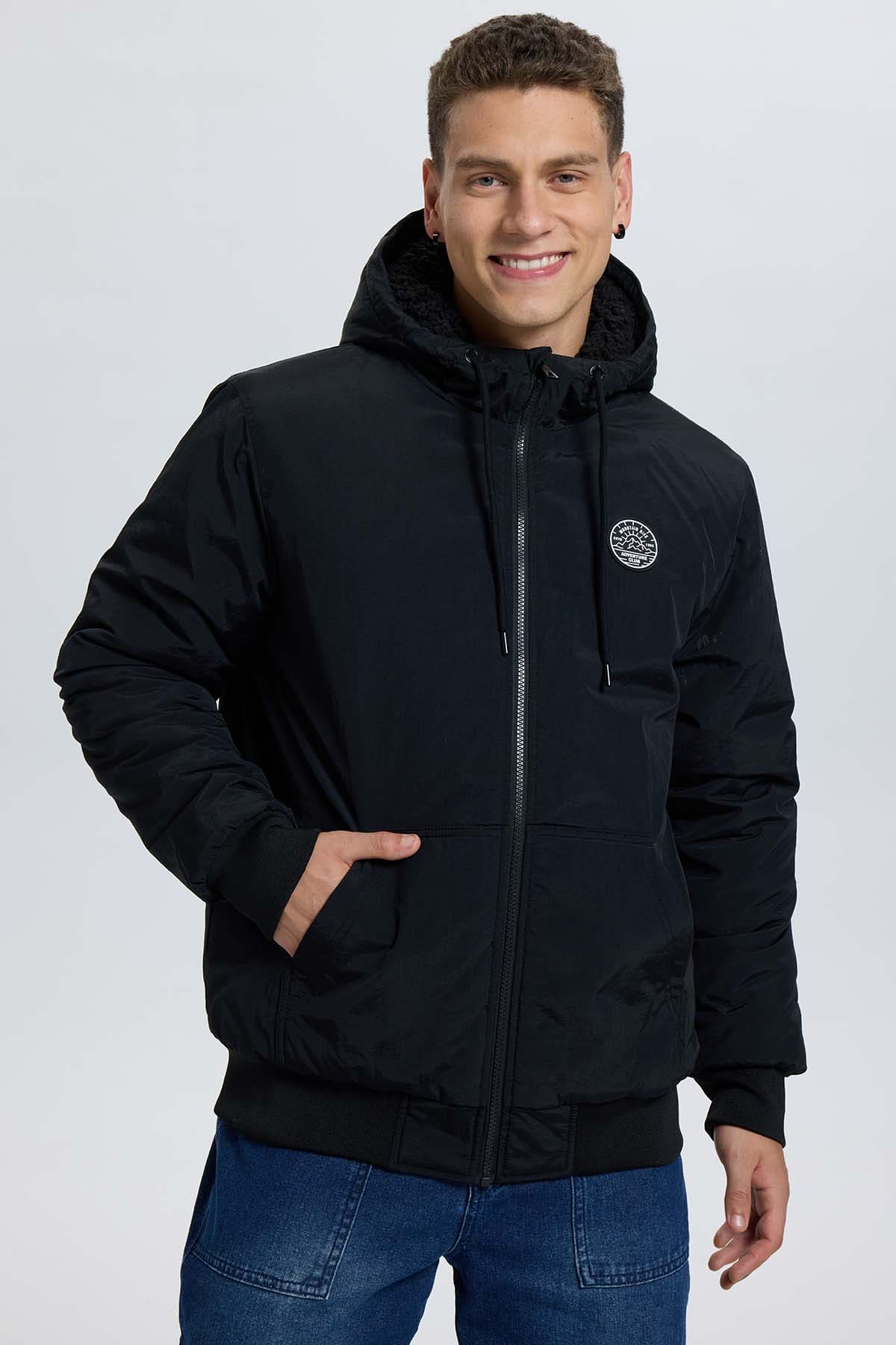 Chaqueta Hombre Gorro Negro Negro / XXL