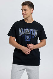 Polera Hombre Print College Negro Negro / XXL