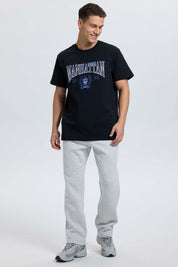 Polera Hombre Print College Negro Negro / XXL