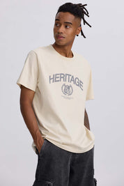 Polera Hombre College Print Cent Beige Beige / XXL