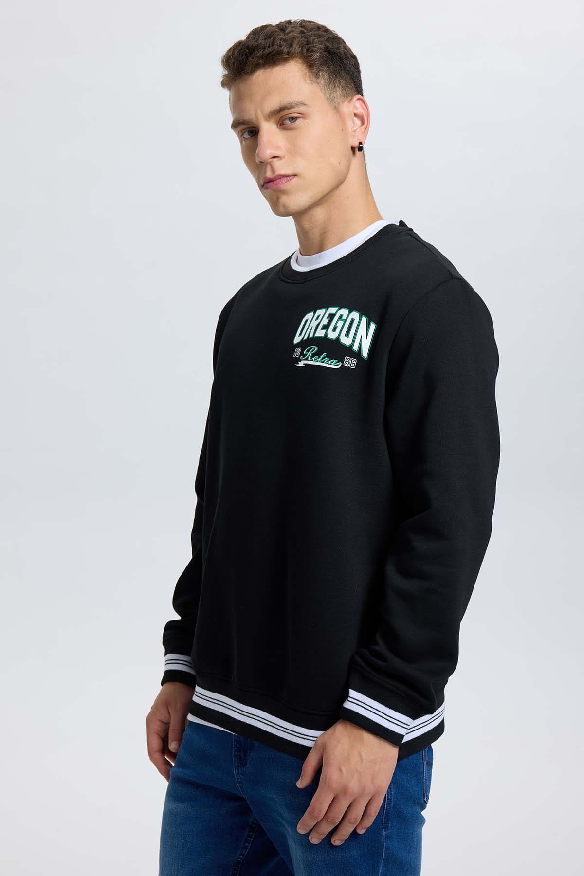 Polerón Hombre Print College Negro Negro / XXL