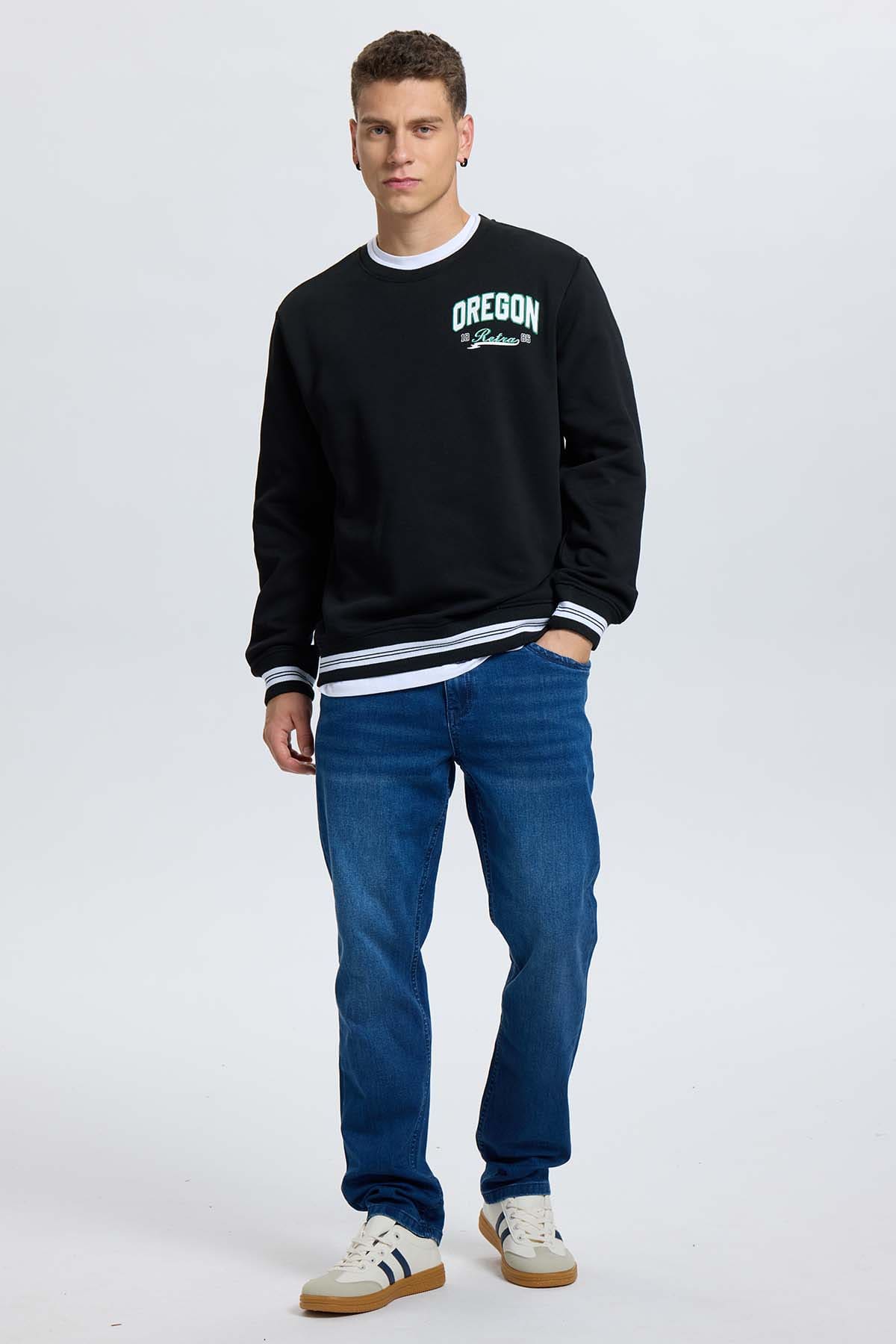 Polerón Hombre Print College Negro Negro / XXL