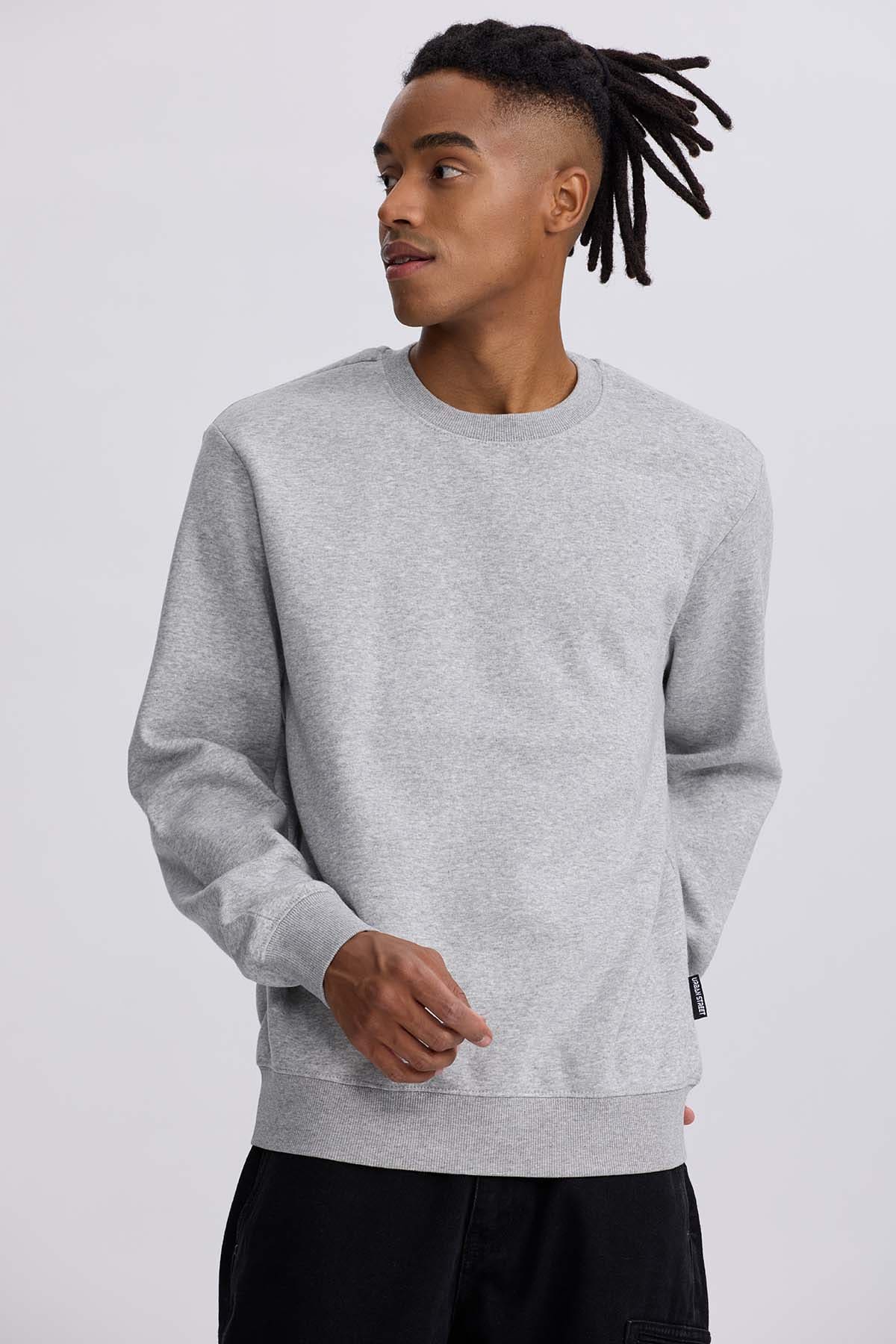 Polerón Hombre Liso Gris Melange Gris / XXL
